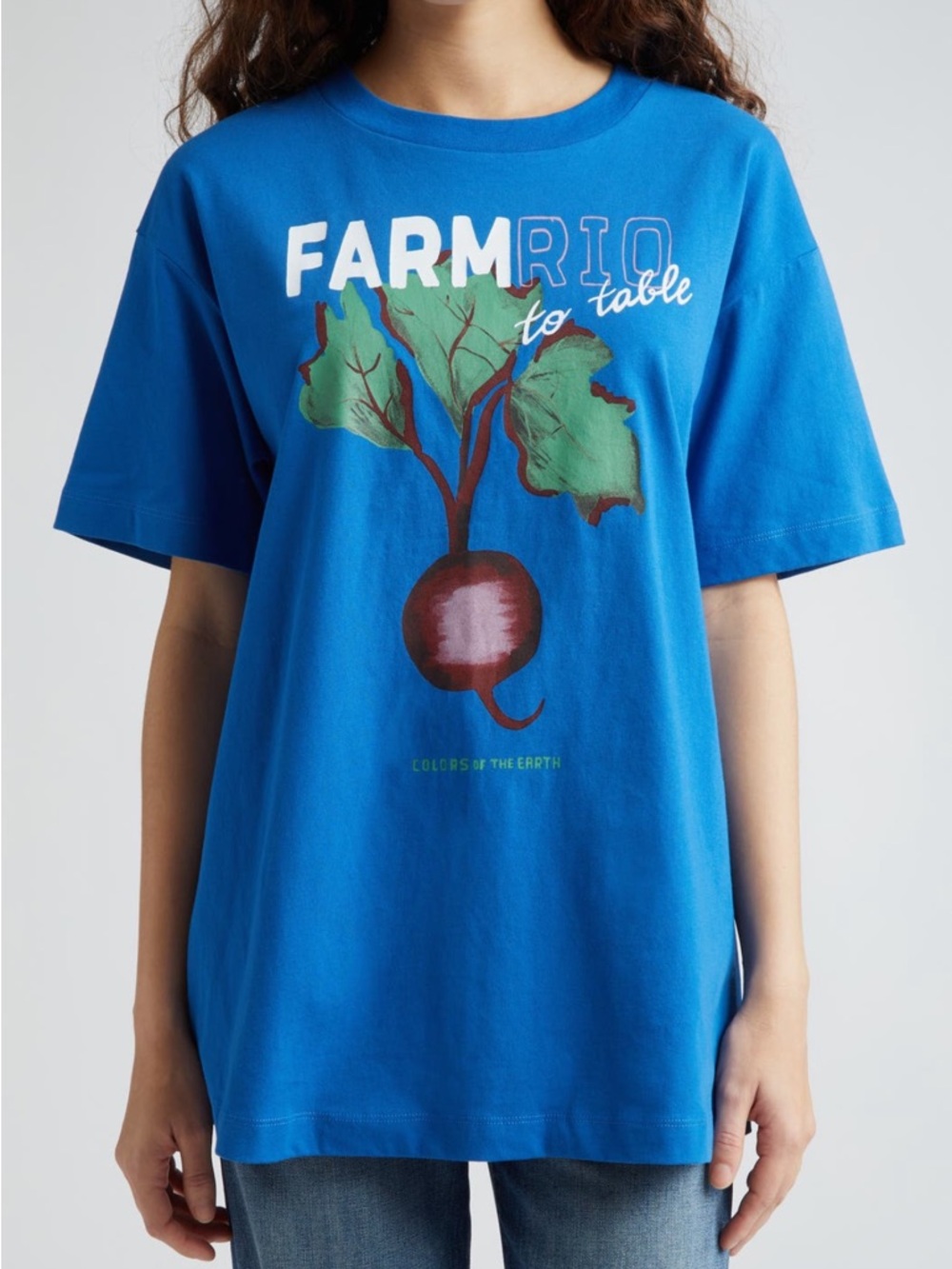 FARM Rio Beet Farm to Table Cotton Graphic T-Shirt Size XXS Oversized
